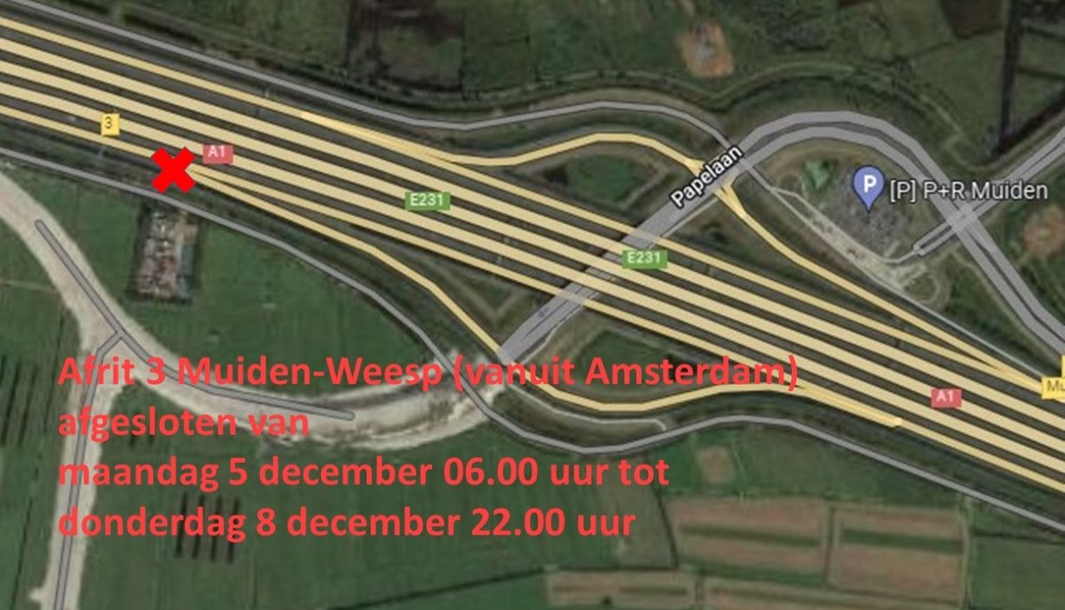 Tub geur soep Afrit 3 van de A1 vanuit Amsterdam komende week afgesloten |  Bloemendalerpolder